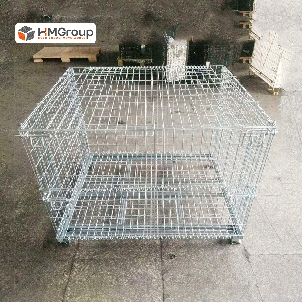 带盖可折叠铁丝容器